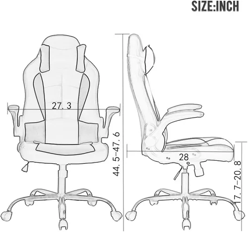 Miniatura 3 de Silla de escritorio ergonómica para videojuegos, de piel sintética, con reposacabezas y reposabrazos, Cuero falso, Camo