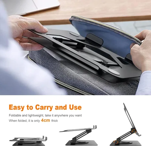 Miniatura 9 de Soporte giratorio para laptop de 360° para escritorio Ergonómico, altura ajustable, ahueca hacia fuera la estructura estable de la disipación