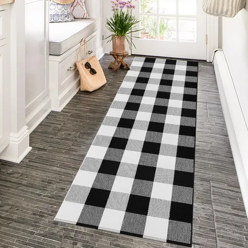 Miniatura 38 de Alfombra Buffalo Plaid Pequeña a Cuadros 2x3 Pies (61x91 cm) Naranja y Negro, Tapete para Puerta Delantera, Navidad Halloween Acción de Gracias