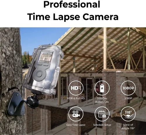 Miniatura 6 de Brinno Time Lapse Camera BCC300-M - Sitio de trabajo de construcción al aire libre, planta, cámara Timelapse meteorológica, pantalla LCD, duración