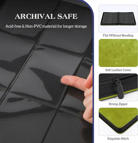 Miniatura 3 de Carpeta de Cartas Coleccionables, Álbum de Cartas con 9 Bolsillos de Carga Lateral que Contiene Hasta 540 Cartas, Carpeta con Cremallera para Negro