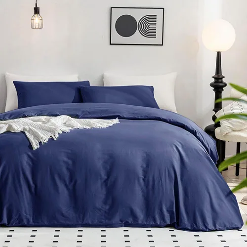 Miniatura 36 de JELLYMONI Funda de edredón tamaño individual, funda de edredón 100% algodón lavado con textura similar al lino, ropa de cama transpirable y suave