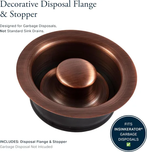 Miniatura 2 de Sinkology SinkSense - Brida de eliminación para fregadero de cocina con tapón, cobre antiguo, latón sólido, se adapta a drenaje estándar de 3.5