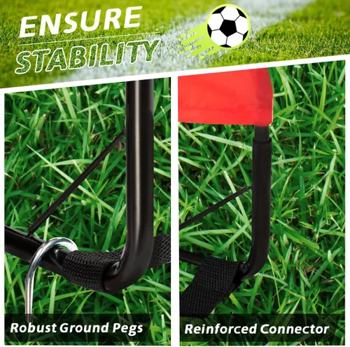 Miniatura 5 de L RUNNZER Portería de fútbol para niños, red de fútbol desplegable para patio trasero, juego de 2 con funda de transporte portátil