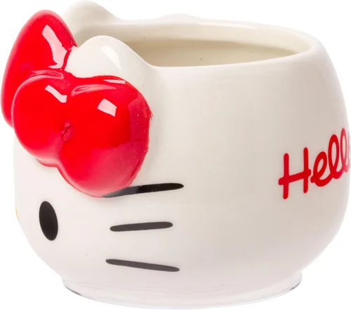Miniatura 10 de Silver Buffalo Sanrio Hello Kitty Conjunto de 3 tazas de cerámica esculpidas en 3D con arcos de diferentes colores, con asas, perfectas como set