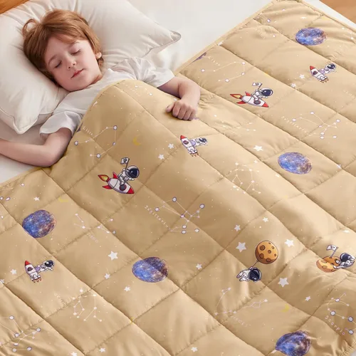 Miniatura 47 de anfie - Manta con peso para niños (40 x 60 pulgadas, 7 lb), manta refrescante para dormir, tamaño de manta ligera, transpirable, con cuentas de Gris