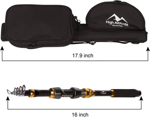 Miniatura 3 de High Altitude Brands Bastón de pesca telescópico portátil ligero, estuche y disponible con carrete giratorio, motocicleta, automóvil, senderismo