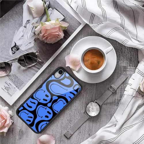 Miniatura 2 de Compatible con iPhone 7/8/SE 2020, cubierta trasera dura con patrón de arte divertido azul divertido lindo para mujeres y niños