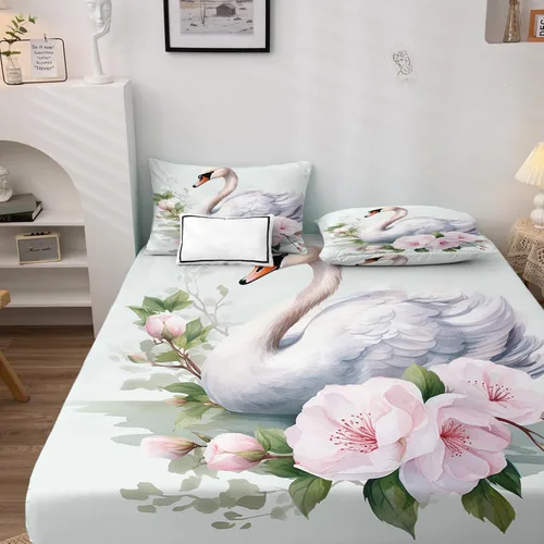 Miniatura 2 de Swan Sheets Z2-&-189 - Juego de sábanas y fundas de almohada de 3 piezas, sábana bajera ajustable de microfibra suave con bolsillo profundo, sábana