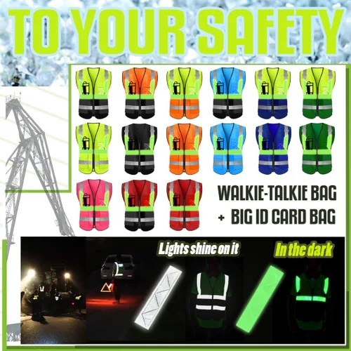 Miniatura 2 de El chaleco reflectante de la seguridad de la alta visibilidad modifica el uniforme al aire libre del trabajo Amarillo Luminoso