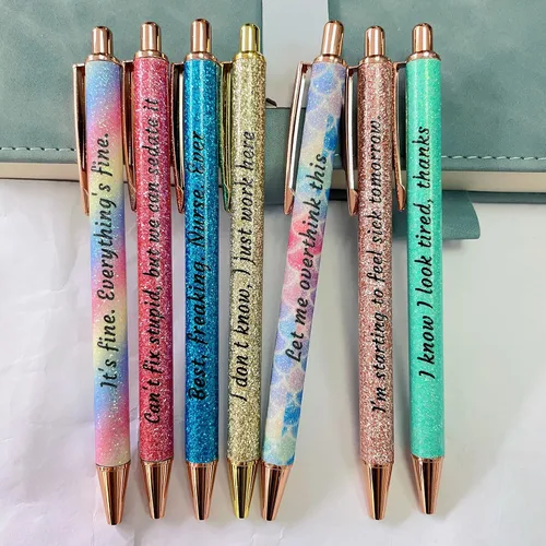 Miniatura 2 de Jxueych Hilarante juego de 5 bolígrafos de humor de oficina con frases sarcásticas – Silénciarte, siempre fuera de la oficina y más Regalo