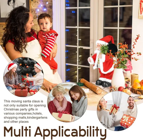 Miniatura 7 de Juguete musical animado de Navidad de Papá Noel, sacudido de glúteos, Papá Noel bailando con canción española cantando Santa Claus divertida
