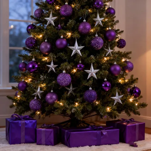 Miniatura 6 de LANGXUN 36 piezas de bolas de decoración de árbol de Navidad moradas, bolas de Navidad, decoración de Navidad 2025, adornos navideños irrompibles