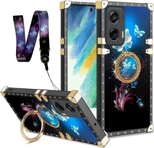 Miniatura 24 de nancheng Funda para Motorola Moto One 5G Ace/One 5G UW Ace Luxury Colorful Love Heart Bee Design Gold Electroplated Phone Cover with 360° Diamond
