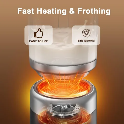 Miniatura 2 de Espumador de leche eléctrico 5 en 1, espumador de leche extraíble y vaporizador de un solo toque para espuma de leche caliente y fría