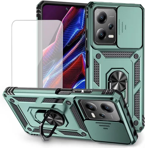 Miniatura 11 de Funda para Redmi Note 12 Pro, Poco X5 Pro con protector de pantalla de vidrio templado y cubierta de cámara deslizante, anillo magnético soporte