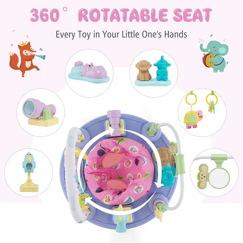 Miniatura 3 de BABY JOY Baby Bouncer Centro de actividades, centro de actividades y mesa 3 en 1 Tapete de juego para bebés, platillo de actividad de rebote