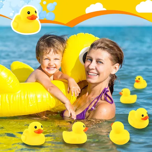 Miniatura 5 de Deekin 10 piezas de patos de goma amarillos grandes a granel grandes de pato chirriante de goma bañera flotante para decoración de fiesta