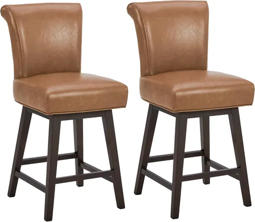 Miniatura 40 de CHITA Taburete giratorio de 26 pulgadas con altura de mostrador, taburete de bar tapizado moderno con respaldo certificado FSC de cuero sintético