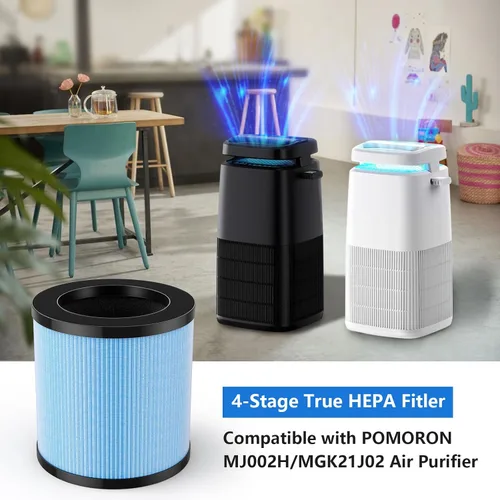 Miniatura 2 de OFICIAL MJ002H Filtro de repuesto para purificador de aire POMORON MJ002H/MGK21J02, en comparación con la parte #MJ002H-RF, paquete de 2