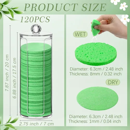 Miniatura 2 de 120 esponjas faciales comprimidas, exfoliantes faciales naturales, esponjas faciales desechables para limpieza, almohadillas faciales redondas