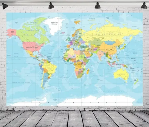 Miniatura 8 de Telón de fondo de mapa del mundo de 5 x 3 pies, aventura comienza viajes, niños, baby shower, fiesta, decoración de mapa, fondos de mapa, aventura