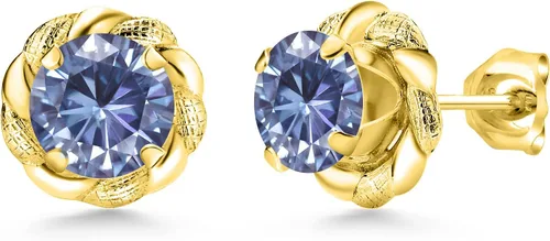 Miniatura 62 de Gem Stone King Aretes de plata de ley 925 de 0.236 in con piedra natal redonda para mujer