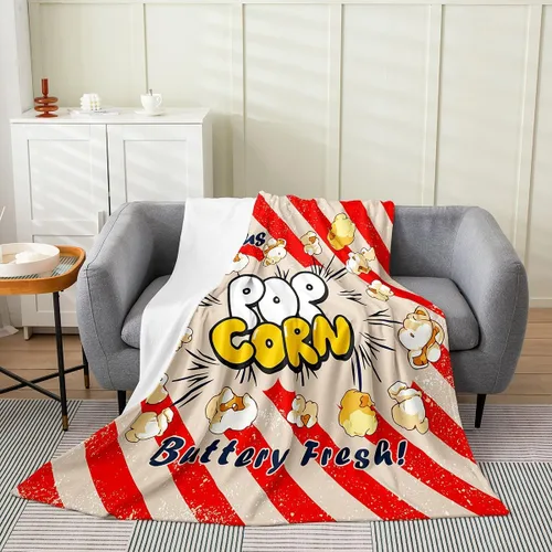 Miniatura 41 de Feelyou Manta de felpa para cine, manta de franela con patrón de palomitas de maíz para niños, niñas, adolescentes, póster de cine para todas