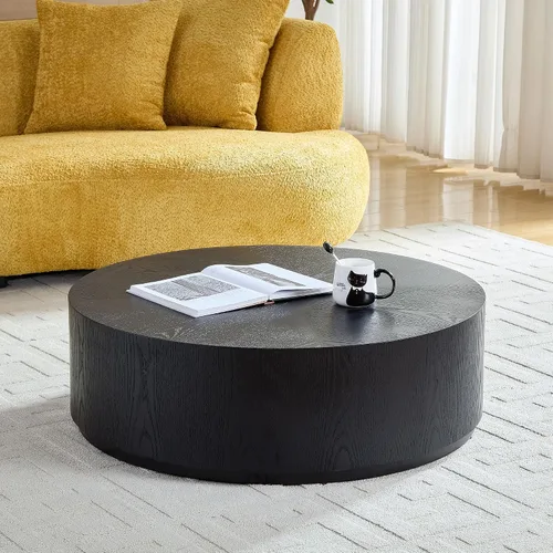 Miniatura 9 de WILLIAMSPACE Mesa auxiliar redonda de 15.7 pulgadas para sala de estar, moderna mesa auxiliar de madera circular de tambor pequeña para espacios