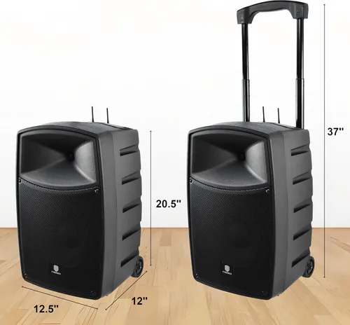 Miniatura 8 de Proreck Freedom 10 - Altavoz inalámbrico recargable de 500 W y 10 pulgadas con 2 micrófonos inalámbricos, sistema PA portátil con Bluetooth/unidad