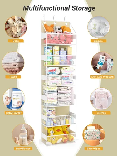 Miniatura 3 de Organizador colgante para colgar sobre la puerta con 6 estantes, almacenamiento de animales de peluche, almacenamiento detrás de la puerta