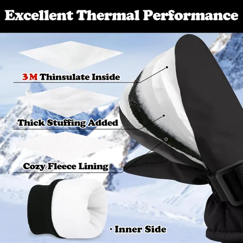 Miniatura 28 de Sarfel Guantes impermeables para niños pequeños, guantes de esquí, guantes de nieve, guantes para bebé, Thinsulate 1-7 años