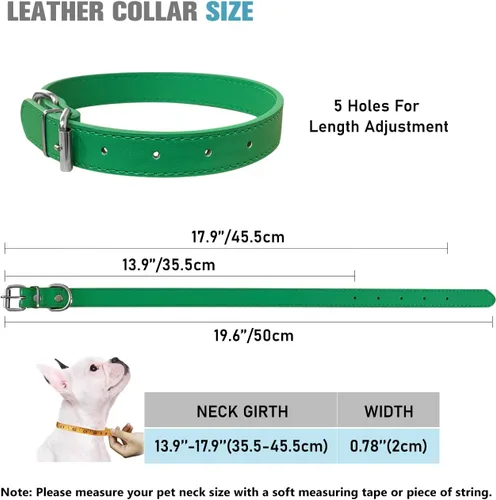 Miniatura 4 de Collares para mascotas – Collares de cuero para perros pequeños – Collar de identificación de cuero ajustable de 12 colores para cachorros, perros