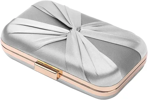 Miniatura 3 de Mulian LilY Bolso de mano plisado de satén para mujer, bolso de mano de novia para boda, fiesta de graduación