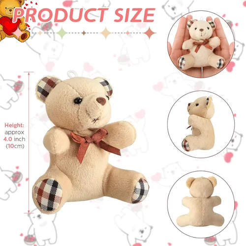 Miniatura 2 de Skylety - 16 piezas de mini oso de peluche a granel de 4 pulgadas, llavero pequeño y suave, regalos para dar la bienvenida de vuelta al primer día