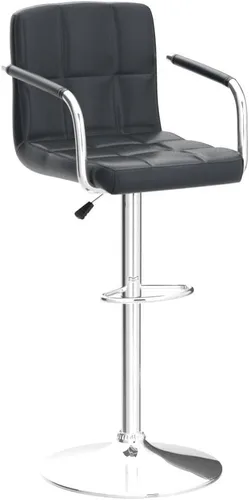 Miniatura 3 de Juego de 2 taburetes de bar con reposabrazos, taburetes de bar giratorios de altura ajustable con respaldo de piel sintética, silla de comedor alta
