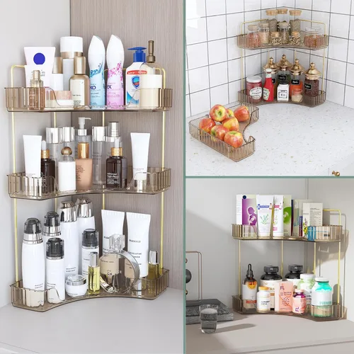 Miniatura 7 de Webetop Organizador de Encimera para Baño, Organizador Esquinero de 3 Niveles para Almacenamiento en Baño, Organizador de Maquillaje, Estante