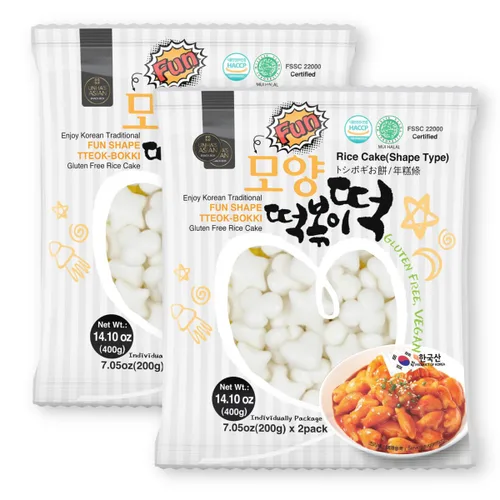 Miniatura 10 de Pastel de arroz coreano, Tteokbokki, divertido formato y masticable, 1 paquete (2 paquetes individuales) Vegano, sin OMG, sin gluten, fácil