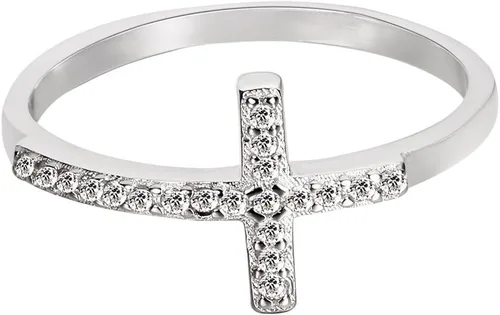 Miniatura 3 de CloseoutWarehouse Anillo de plata esterlina con cruz lateral de San Juan con circonita cúbica (opciones de color, tallas 3-13)