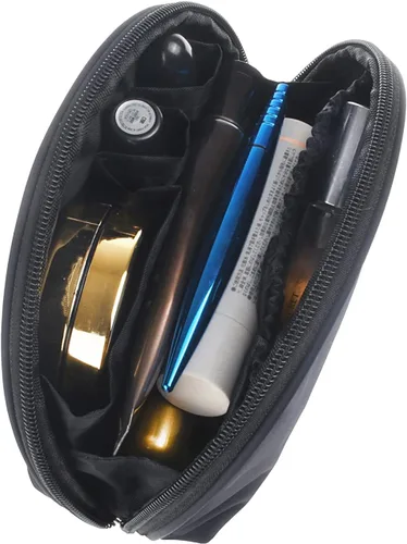 Miniatura 3 de Bolsa Pequeña de Maquillaje para Bolso Bolsa de Cosméticos Portátil Impermeable para Viaje Bolso de Maquillaje para Mujeres, Negro