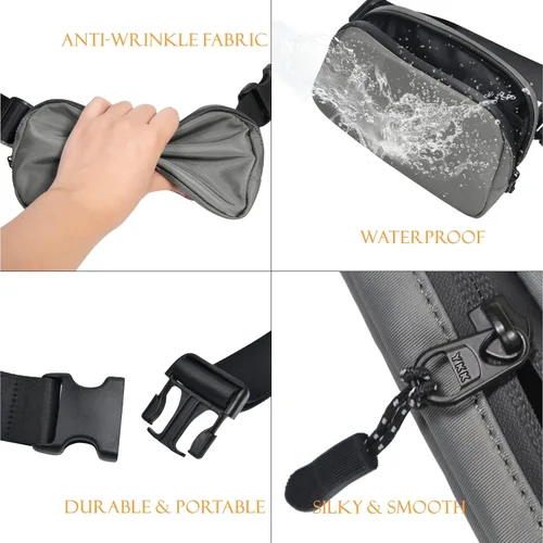 Miniatura 5 de TOPDesign Riñonera para mujeres y hombres, bolsa cruzada para cinturón con cremalleras resistentes al agua, bolsa para el trasero con correa