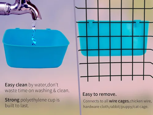 Miniatura 3 de Paquete de 12 Comedero Bebedero para Pollos de 21 oz Tazas de Jaula para Comida y Agua Conejo Cachorro Gato Plato Colgante de Alimentación Tazón