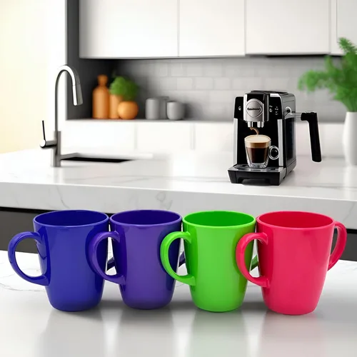 Miniatura 8 de Taza de melamina con dos asas, ligera, 4.44 oz, capacidad de 13.5 fl oz/14 onzas, taza para beber, taza para beber para adultos (verde)