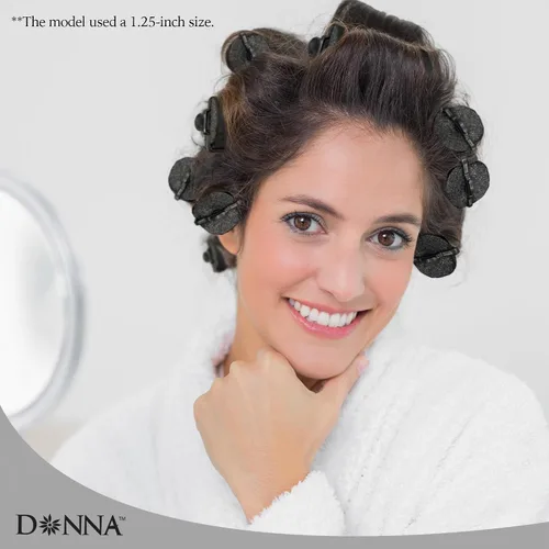 Miniatura 8 de DONNA Rodillos de espuma de satén sedoso de 1.25 pulgadas (D) 6 piezas XL rizadores y clips sin calor para peluquería negro