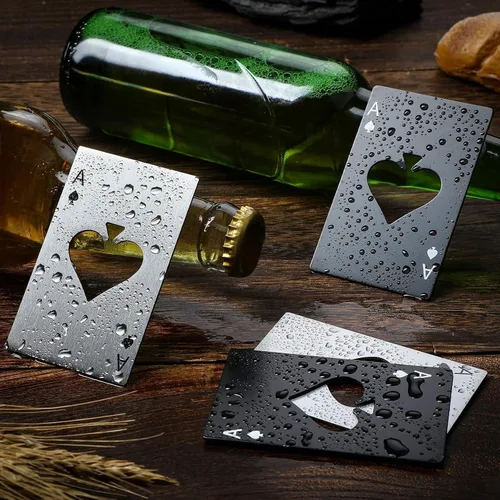 Miniatura 2 de Chumia Abridores de botellas de póquer, tarjetas de póquer, de acero inoxidable, abrebotellas de cerveza Ace, para bodas, fiestas de cumpleaños