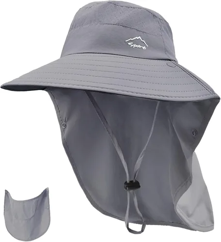 Miniatura 16 de Rosoz - Sombrero de sol para hombres y mujeres con solapa para el cuello, ala ancha, UPF50+, sombrero de pesca con cubierta facial desmontable