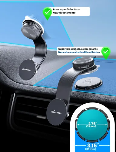Miniatura 7 de eSamcore Magsafe - Soporte magnético para teléfono con brazo de aleación flexible para salpicadero de automóvil y parabrisas con ventosa para iPhone