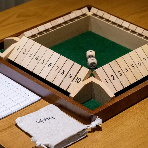Miniatura 4 de Juego de dados Shut The Box de 11.8 pulgadas, juego de mesa de madera para 2-4 jugadores, juego de mesa clásico para cerrar la caja
