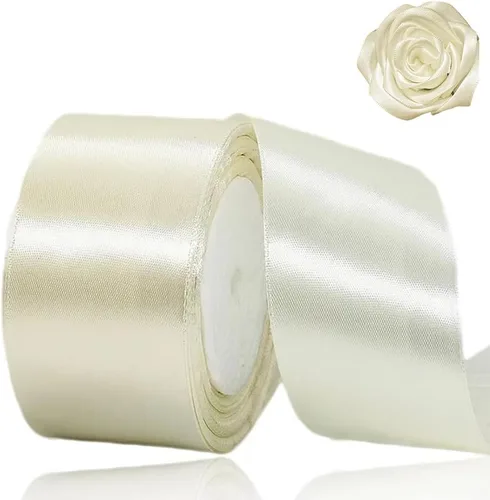 Miniatura 73 de Cinta beige de 1-1/2 pulgadas x 25 yardas, cinta de satén marfil de tela de color sólido para manualidades, coronas, fiesta de boda, Navidad, lazos