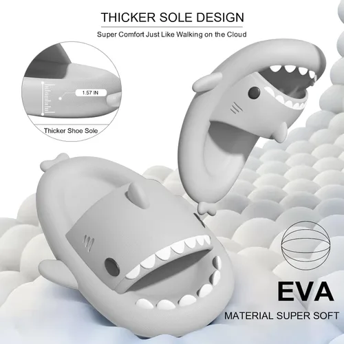 Miniatura 3 de EECH Lindas pantuflas para niños grandes, sandalias de tiburón de nube, suela gruesa mejorada, antideslizantes, para interiores y exteriores, verano